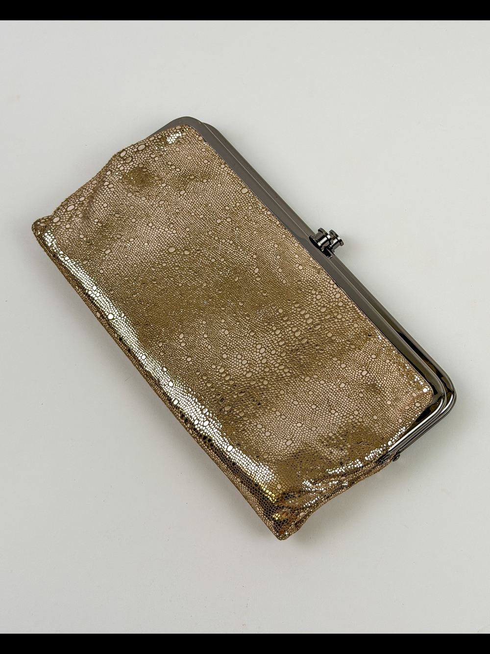 Metallic Textured Gold Clutch Wallet